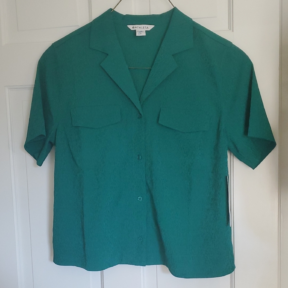 NWT Athleta Echo Top Green Women's Sz S